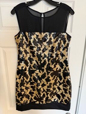 Black & Gold Sequin BCBG Sleeveless Dress